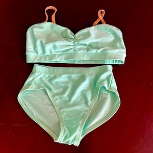 Double Platinum bra top and briefs, aqua